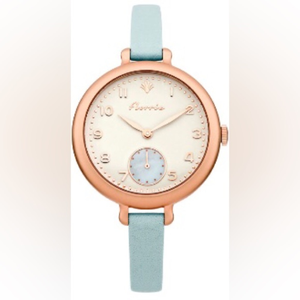 House of Florrie Pearl Slim Strap Watch in Soft Blue